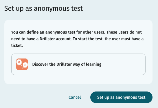 Confirm set up as anonymous test