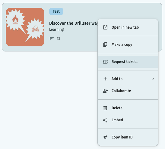Request ticket menu option