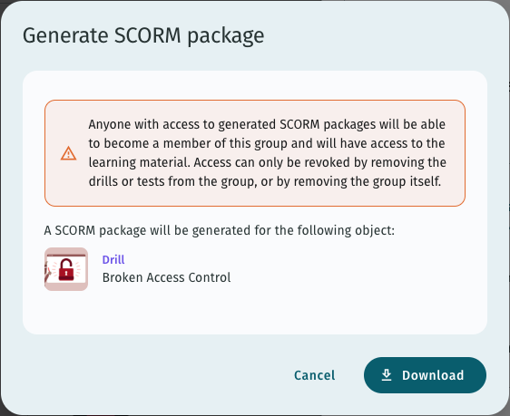 Generate SCORM package